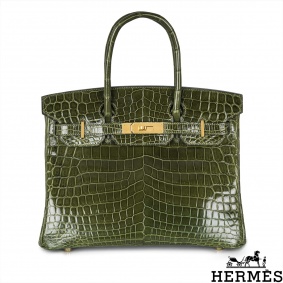 Herms Birkin 30cm Vert Veronese Shiny Niloticus Crocodile GHW
